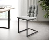 Set-van-4-gestoffeerde-stoel Caro-Adesso lichtgrijs fluweel sledemodel