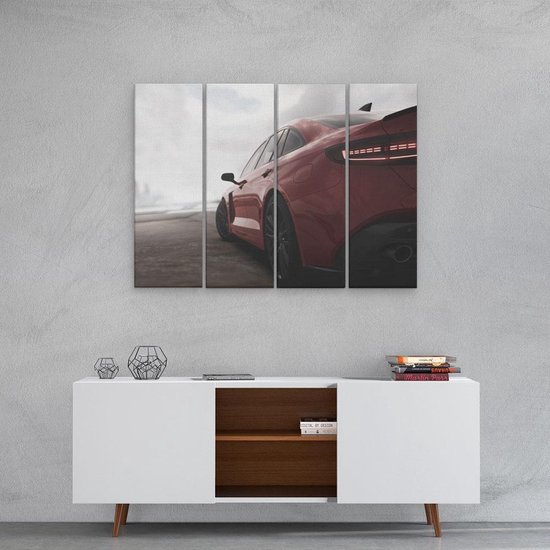 Artaza Peinture sur toile Quadriptyque Voiture de sport rouge - 80x60 - Photo sur toile - Impression sur toile