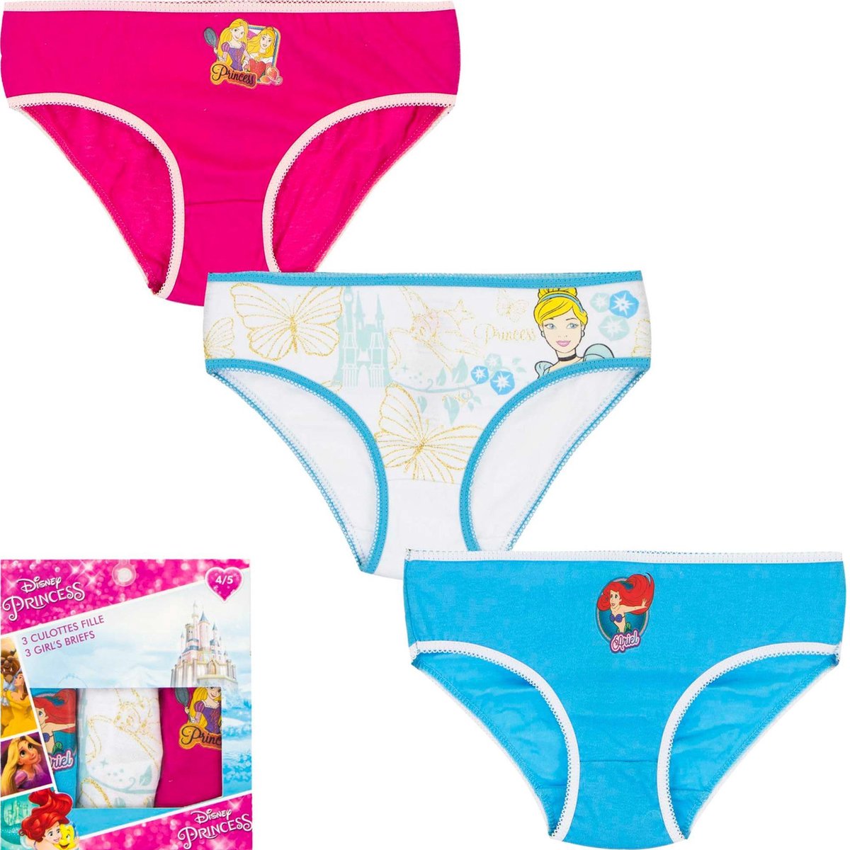 Princess – 3 x onderbroek maat 104-110 4/5 jaar