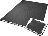 tectake ® Vloerbeschermingsmat - Beschermmatten voor Fitness - Fitnessapparatuur en Valbeveiliging Binnenshuis - Garagevloer Afdekking - Set van 12 Dikke Puzzelmatten 61 cm x 61 cm - Zwart