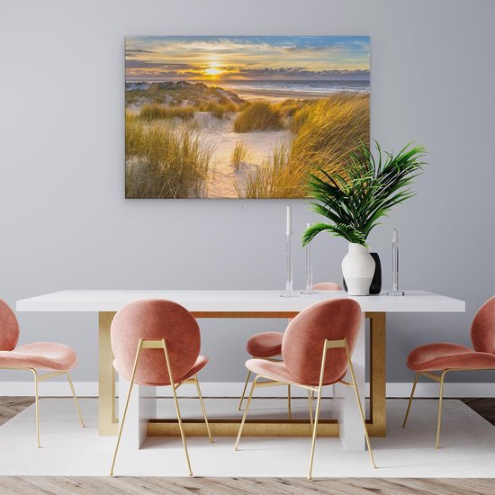 Artaza - Peinture sur toile - Plage et dunes au coucher du soleil - 90x60 - Photo sur toile - Impression sur toile