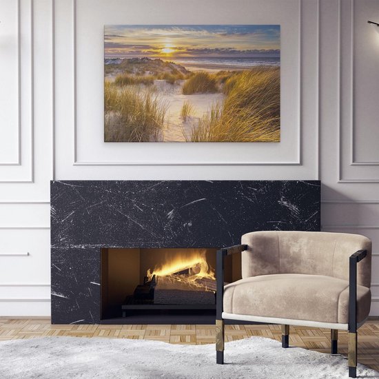 Artaza - Peinture sur toile - Plage et dunes au coucher du soleil - 90x60 - Photo sur toile - Impression sur toile