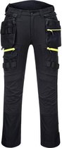 PortWest werkbroek DX4 met holsterzakken - Zwart | Geel - 50