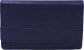 Dames Portemonnee Donkerblauw - Echt Leer - 3 vakken Briefgeld - Overslagportemonnee - Navy - Harmonica Model