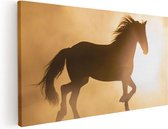 Artaza Canvas Schilderij Silhouet Van Een Paard - 100x50 - Groot - Foto Op Canvas - Canvas Print