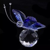 Blauwe kristallen glazen vlinder L 9x9x9.5cm met de hand gemaakt, echt ambachten.