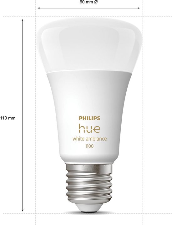 Philips Hue Starterspakket E27 Lichtbron met Bridge en Dimmer Switch - warm tot koelwit licht - 3 x 9,5W - Bluetooth - Philips Hue