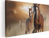 Artaza Canvas Schilderij Wilde Paarden In Het Zand - 80x40 - Foto Op Canvas - Canvas Print