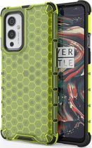 OnePlus 9 Hoesje - Mobigear - Honeycomb Serie - Hard Kunststof Backcover - Groen - Hoesje Geschikt Voor OnePlus 9