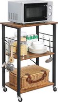 MIRA Home Keukentrolley – Keuken Organizer – Modern – Spaanplaat – Bruin - 60x40x89