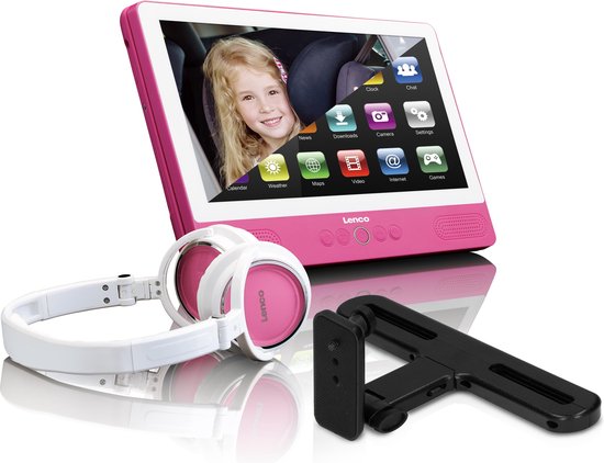 servet parfum Verlichting Lenco TDV901PK - Portable DVD-speler met touchscreen, wifi en Android 7 - 9  inch - Roze | bol.com
