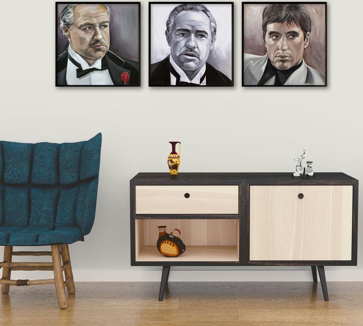 Passionforart.eu Don Corleone - Marlon Brando - Tony Montana - Al Pacino - 3 posters - 40 x 40 cm Full colour