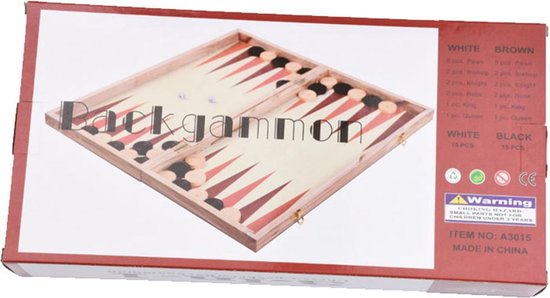Thumbnail van een extra afbeelding van het spel 3 in 1 Schaakbord | Dambord | Backgammon | 39 x 39 cm | Hout | Schaakspel | Schaakset | Schaakbord met Schaakstukken | Damspel | Damstenen | Backgammon koffer | Opklapbaar | Opvouwbaar | Kinderen en Volwassen | Reiseditie