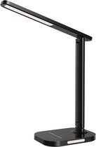 Bureaulamp met draadloze oplader - USB-oplaadpoort - LED - aanraakbediening - Timer - 5 instelbare kleurtemperatuurmodi - 10 helderheidsniveaus (zwart)