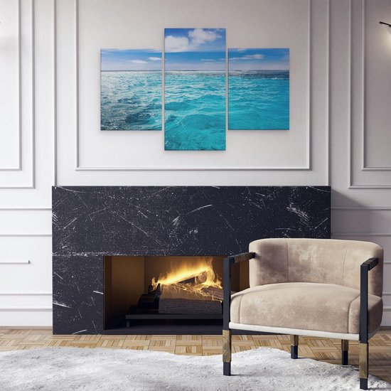 Artaza Toile Peinture Triptyque Eau Bleue De La Mer Des Caraïbes - 90x60 - Photo Sur Toile - Impression Sur Toile