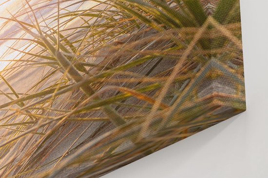 Artaza Canvas Schilderij Strand en Duinen bij Zonsondergang - Zee Schilderijen - 120x60 - Groot - Wanddecoratie Woonkamer