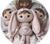 Geboorte cadeau met naam [Metoo dolls bunny pop powder pink 50cm] [Geboorte knuffel met naam] [Metoo dolls knuffel konijn] [knuffel gepersonaliseerd]