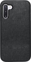 - ADEL Siliconen Back Cover Softcase Hoesje Geschikt voor Samsung Galaxy Note 10 Plus - Stoffen Textiel Zwart