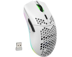 foto van HXSJ T66 - Draadloze Gaming Muis - Computermuizen - Ultra licht - Compact Voor Onderweg - RGB Verlichting - Wit