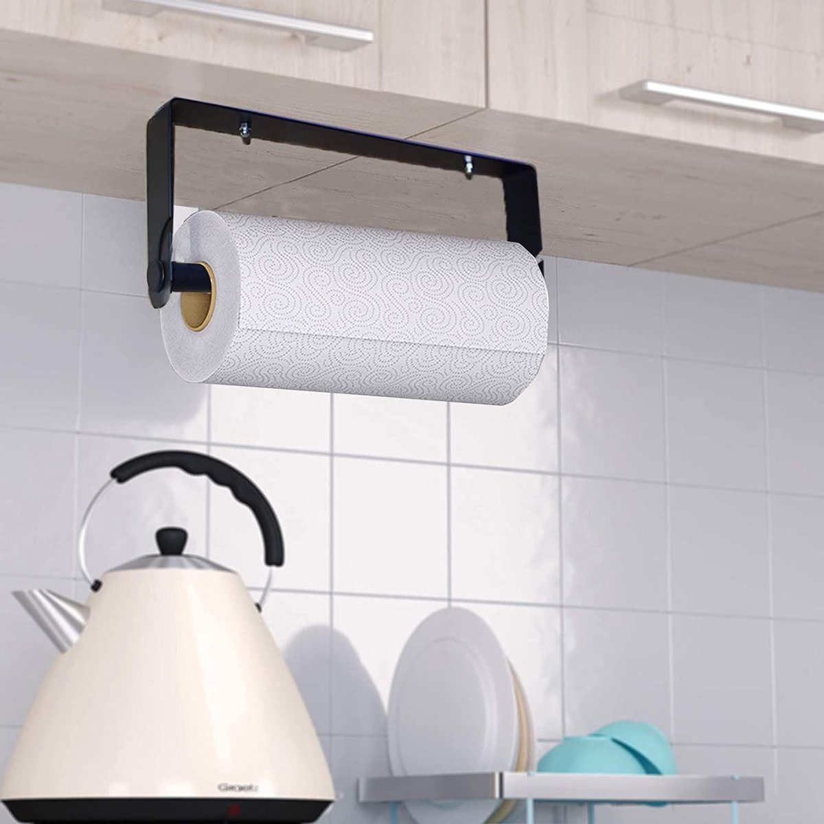 Keukenrolhouder Zwart Kitchen Roll Holder zonder boren