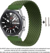 Groen Elastisch Nylon Bandje voor bepaalde 20mm smartwatches van verschillende bekende merken (zie lijst met compatibele modellen in producttekst) - Maat: zie foto – 20 mm green elastic nylon