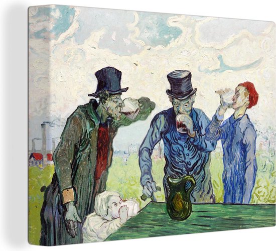 Canvas Schilderij De Drinkers - Vincent van Gogh - 120x90 cm -  Wanddecoratie | bol.com