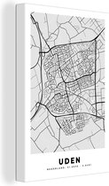 Canvas schilderij 90x140 cm - Wanddecoratie Stadskaart - Uden - Grijs - Wit - Muurdecoratie woonkamer - Slaapkamer decoratie - Kamer accessoires - Schilderijen - Plattegrond