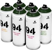 MTN 94 Era Green - donkergroene spuitverf - 6 stuks - 400ml lage druk en matte afwerking