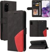 Voor Samsung Galaxy S20+ Dual-color Splicing Horizontale Flip PU Lederen Case met Houder & Kaartsleuven & Portemonnee (Zwart)
