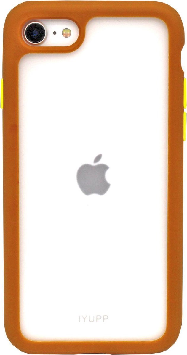IYUPP Bumper geschikt voor Apple iPhone 7 / 8 / SE 2020 / SE 2022 Hoesje Oranje x Transparant - Shockproof