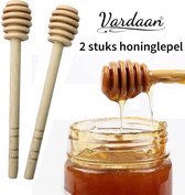 Honing lepel - Dipper - Hout - Honeydripper - Keukengerei - Ontbijt - Hout - 2 stuks - 15.5 cm