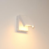 Wandlamp Kapo Wit - LED 6W 2700K 744lm - IP20 - 3-stappen Dimmer > wandlamp binnen wit | wandlamp wit | wandlamp hal wit | wandlamp woonkamer wit | wandlamp slaapkamer wit | muurlamp wit | led lamp wit | sfeer lamp wit | design lamp wit