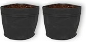 Set van 2 Trendy plantenzakken Kraft pot Easy Ø12 - Zwart - Hoogte 12cm - Hippe bloempotten van karton - Van binnen gesealed - Geschikt als plantenpot - Binnen te gebruiken