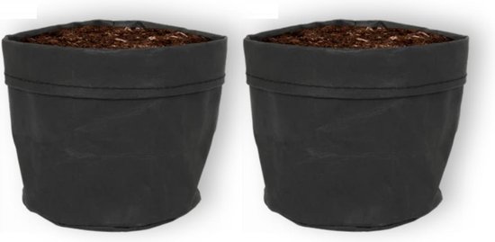 Set van 2 Trendy plantenzakken Kraft pot Easy Ø12 - Zwart - Hoogte 12cm -  Hippe... | bol.com