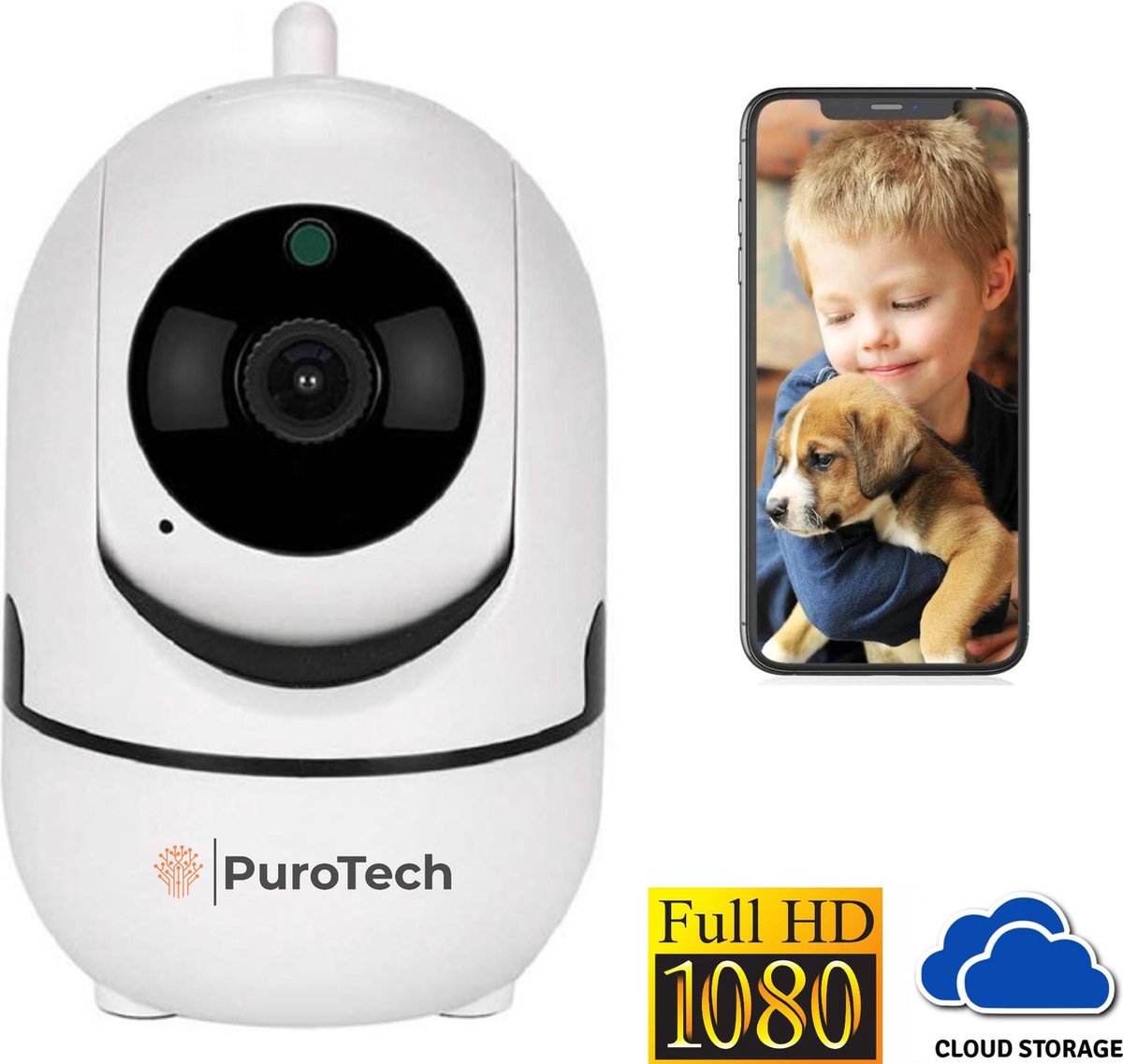 Moniteur pour Babyfoon PuroTech avec caméra - Full HD 1080P - Détection de  son et de