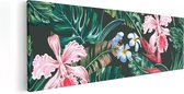 Artaza Canvas Schilderij Getekende Tropische Bloemen - Abstract - 120x40 - Groot - Foto Op Canvas - Canvas Print