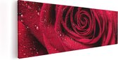 Artaza Canvas Schilderij Rode Roos Met Waterdruppels - Bloem - 120x40 - Groot - Foto Op Canvas - Canvas Print