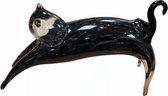 Sculptuur muranostijl van glas kat gebogen rug 26x13cmH