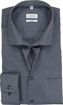 Seidensticker regular fit overhemd - blauw fil a fil - Strijkvrij - Boordmaat: 43