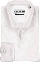 Ledub modern fit overhemd - mouwlengte 7 - wit twill - Strijkvrij - Boordmaat: 46