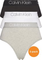 Calvin Klein dames hoge taille strings (3-pack), zwart, wit en grijs -  Maat: XS