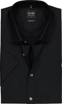 OLYMP Level 5 body fit overhemd - korte mouwen - zwart - Strijkvriendelijk - Boordmaat: 38
