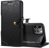 Kalf Textuur Gesp Horizontale Flip Leren Hoes Met Houder & Kaartsleuven & Portemonnee Voor iPhone 13 (Zwart)