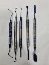 Belux Surgical / 5 stks/set Dental Instrument Composite Hars Vulling Spatel Titanium Plated Head Filler (Color : Blue)