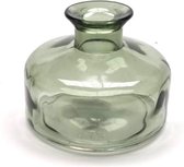 Cactula plat rond groen glazen vaasje / fles ook te gebruiken als kandelaar