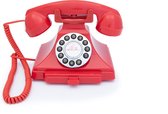 GPO 1929SPUSHRED Carrington Klassiek retro telefoon - jaren ’20 ontwerp - met druktoetsen - notitiebloklade - rood