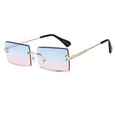 Rechthoekige zonnebril - UV400 bescherming - Vintage design - Vierkante zonnebril - blauw/roze
