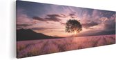 Artaza Canvas Schilderij Bloemenveld Met Lavendel Bij Zonsondergang - 90x30 - Foto Op Canvas - Canvas Print