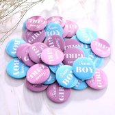 Set met 12 genderreveal buttons Team Boy blauw en Team Girl roze met witte tekst - genderreveal - button - babyshower - geboorte
