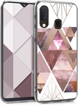 kwmobile telefoonhoesje voor Samsung Galaxy A20e - Hoesje voor smartphone in poederroze / roségoud / wit - Glory Driekhoeken design